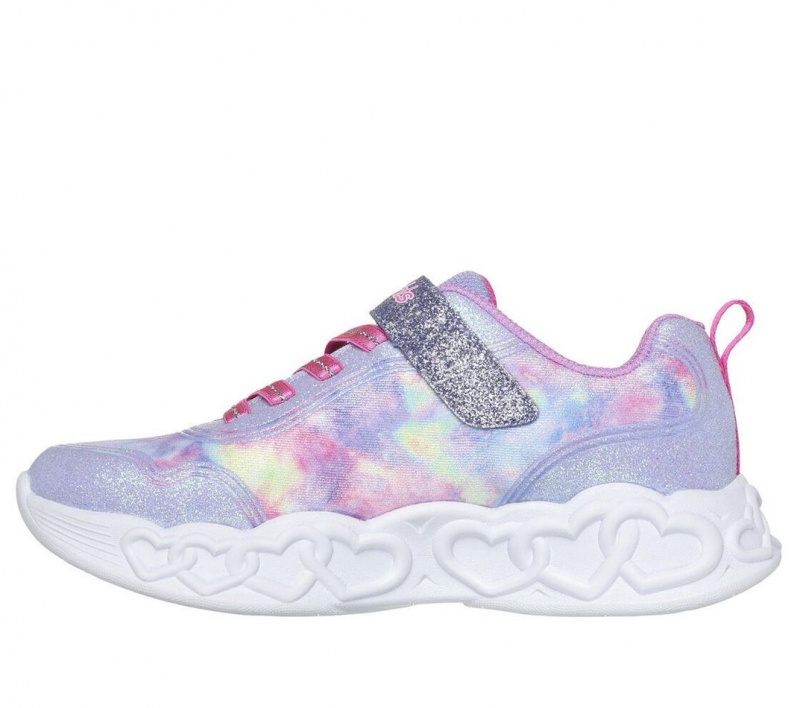 Purple Skechers Infinite Heart Lights - Color Lovin Girls' Sneakers | IQEN-18406