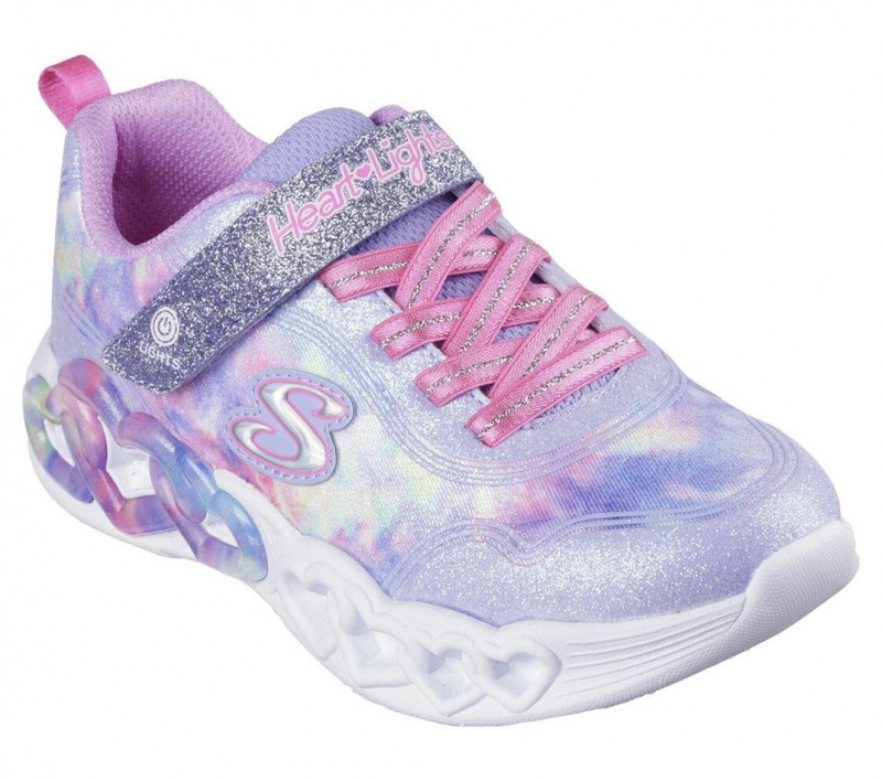 Purple Skechers Infinite Heart Lights - Color Lovin Girls' Sneakers | IQEN-18406