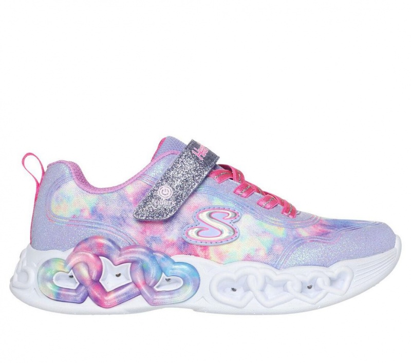 Purple Skechers Infinite Heart Lights - Color Lovin Girls\' Sneakers | IQEN-18406