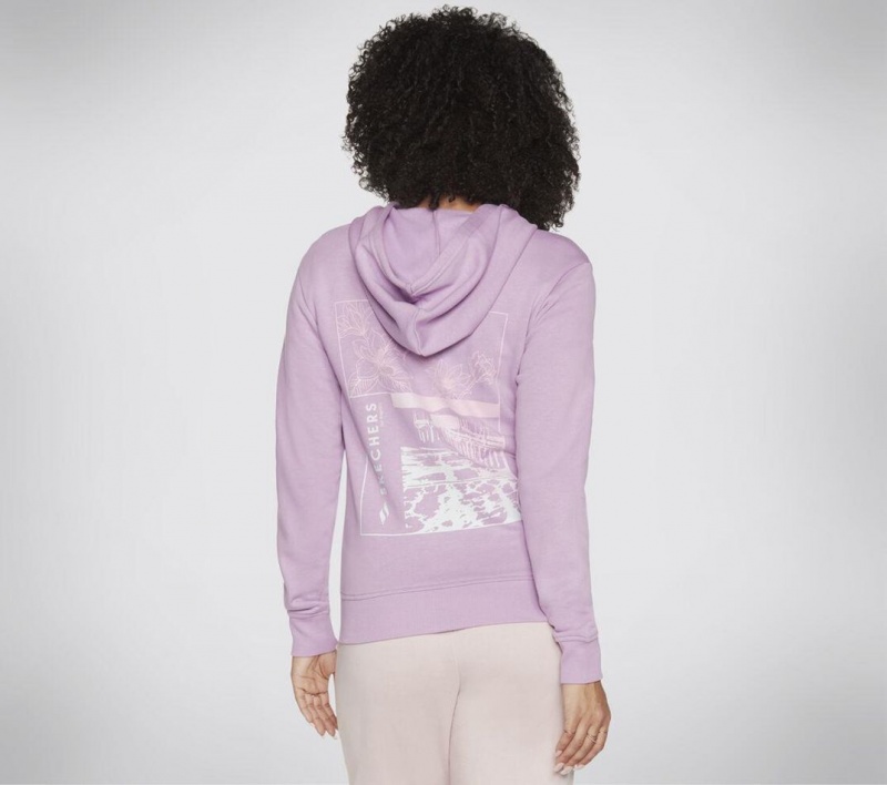 Purple Skechers Skech-sweats Coastal Outline Fz Women's Hoodie | PJSW-96514