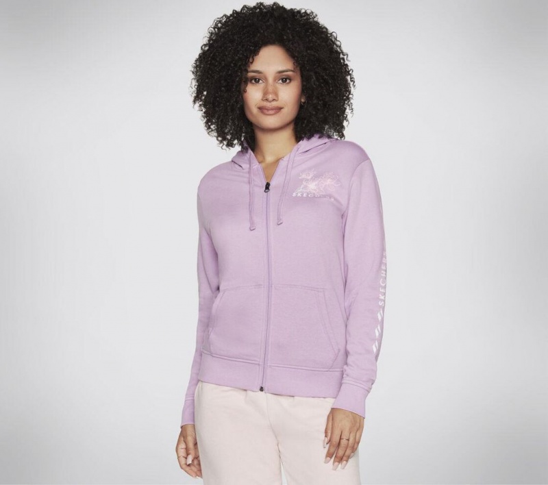 Purple Skechers Skech-sweats Coastal Outline Fz Women\'s Hoodie | PJSW-96514