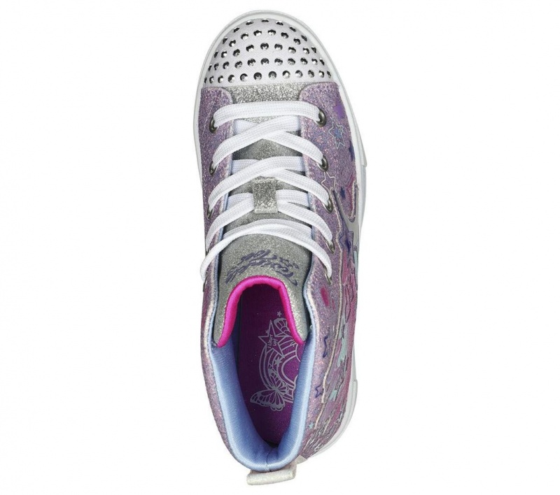 Purple Skechers Twinkle Toes: Twinkle Sparks - Galaxy Glitz Girls' Walking Shoes | VSOA-59716