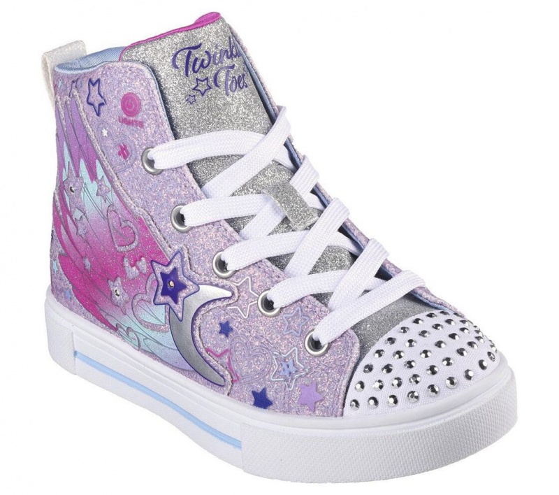 Purple Skechers Twinkle Toes: Twinkle Sparks - Galaxy Glitz Girls' Walking Shoes | VSOA-59716