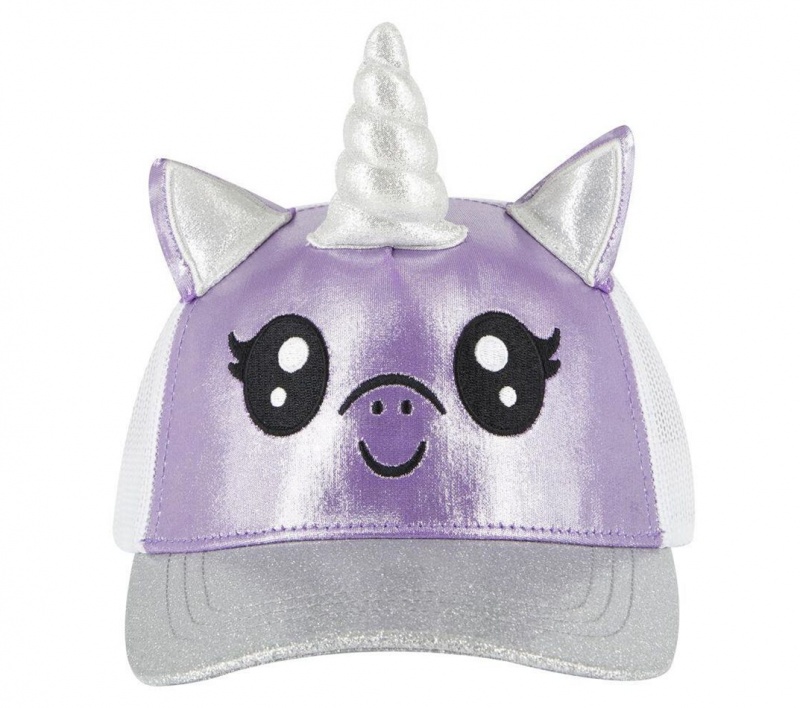 Purple Skechers Unicorn Sparkle Trucker Women's Hats | OGNS-34078