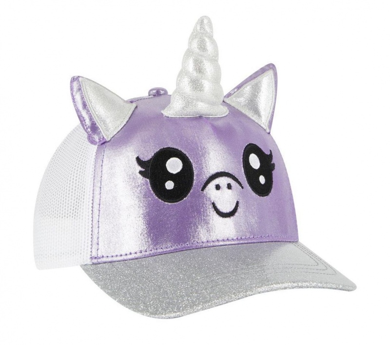 Purple Skechers Unicorn Sparkle Trucker Women's Hats | OGNS-34078