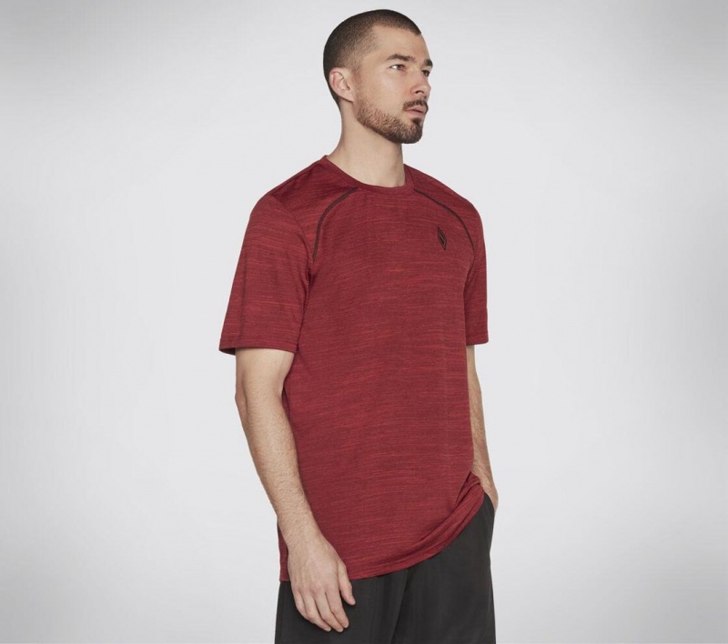 Red Skechers Apparel On The Road Men's T-Shirt | UQOW-29304