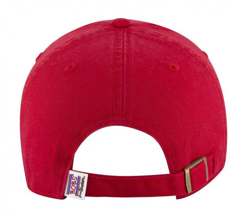 Red Skechers Paw Print Twill Washed Women's Hats | GAQW-50634