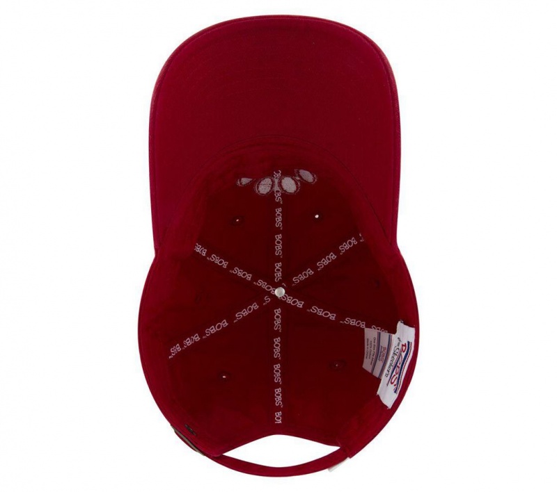 Red Skechers Paw Print Twill Washed Women's Hats | GAQW-50634