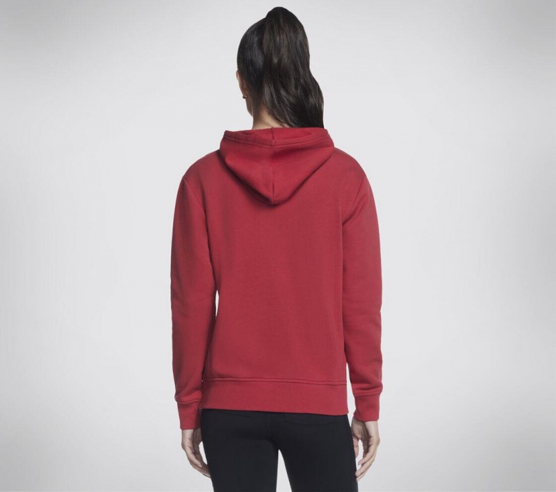 Red Skechers Signature Pullover Women's Hoodie | RJDY-75480