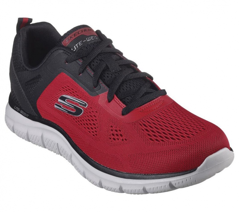 Red Skechers Track - Broader Men's Sneakers | QSMO-20874