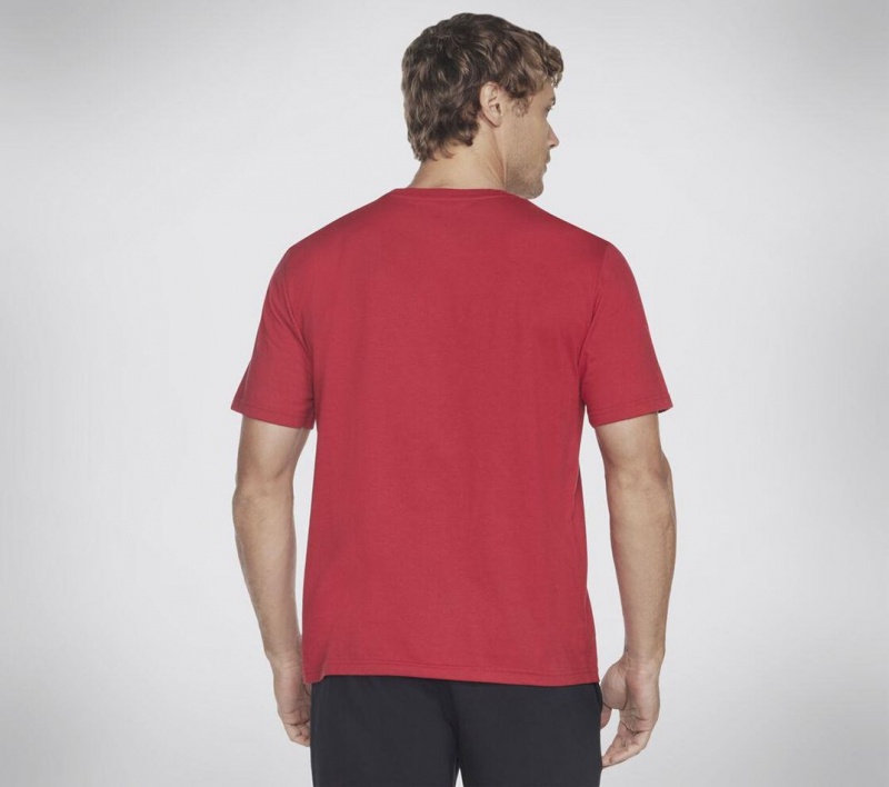 Red Skechers University Men's T-Shirt | TJZS-72594