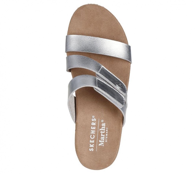 Silver Skechers Martha Stewart: Breezie - Shiny Luster Women's Sandals | UCKT-52781