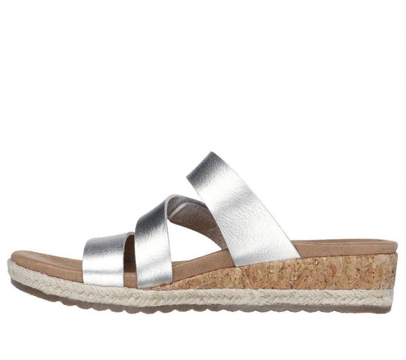 Silver Skechers Martha Stewart: Breezie - Shiny Luster Women's Sandals | UCKT-52781