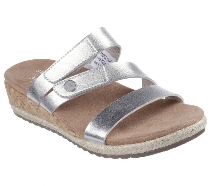 Silver Skechers Martha Stewart: Breezie - Shiny Luster Women's Sandals | UCKT-52781