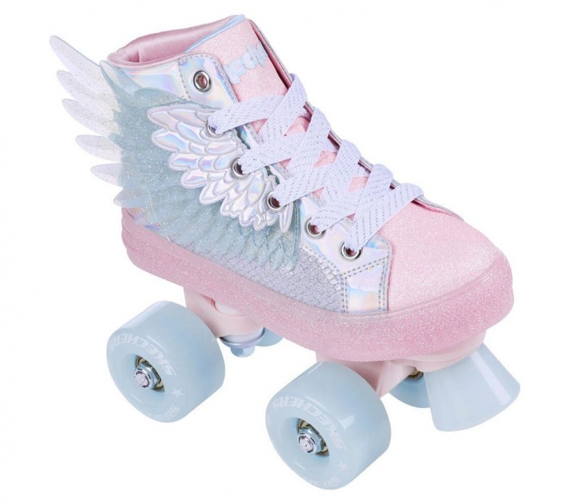 Silver Skechers Twinkle Toes: Shuffle 4 Wheeler - Unicorn Soaring Girls' Walking Shoes | DNOK-14870