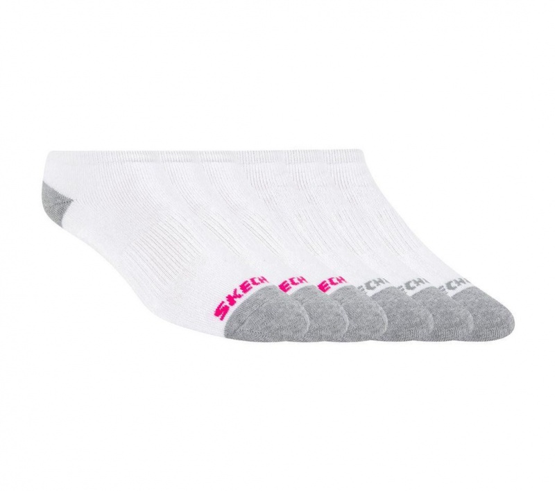 White Skechers 6 Pack 360 Cushion No Show Women\'s Socks | RWLU-37849