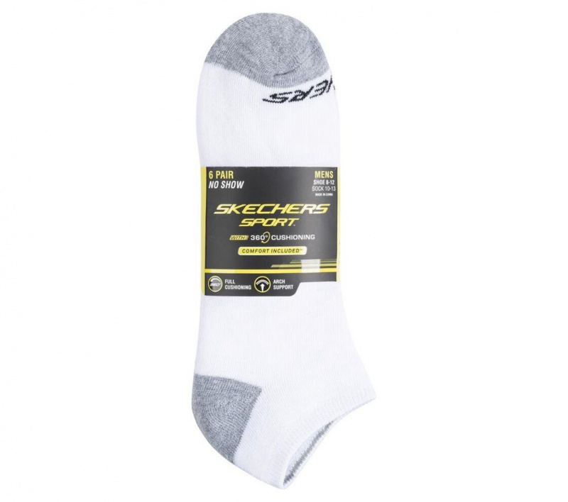 White Skechers 6 Pack Walking Low Cut Women's Socks | UFNJ-75846