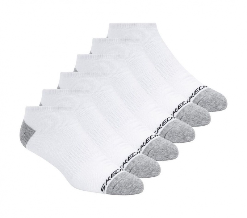 White Skechers 6 Pack Walking Low Cut Women\'s Socks | UFNJ-75846