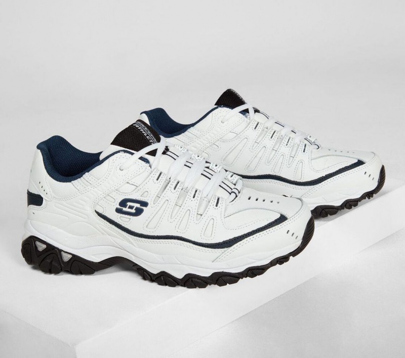 White Skechers After Burn Memory Fit - Reprint Men's Sneakers | NMWT-51609