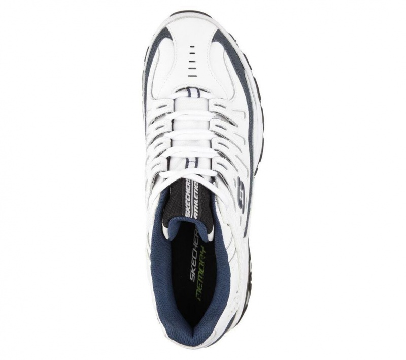 White Skechers After Burn Memory Fit - Reprint Men's Sneakers | NMWT-51609