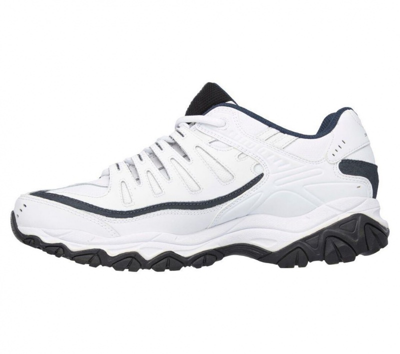 White Skechers After Burn Memory Fit - Reprint Men's Sneakers | NMWT-51609