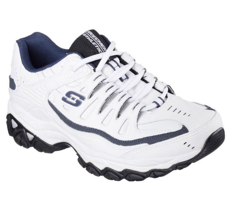 White Skechers After Burn Memory Fit - Reprint Men's Sneakers | NMWT-51609