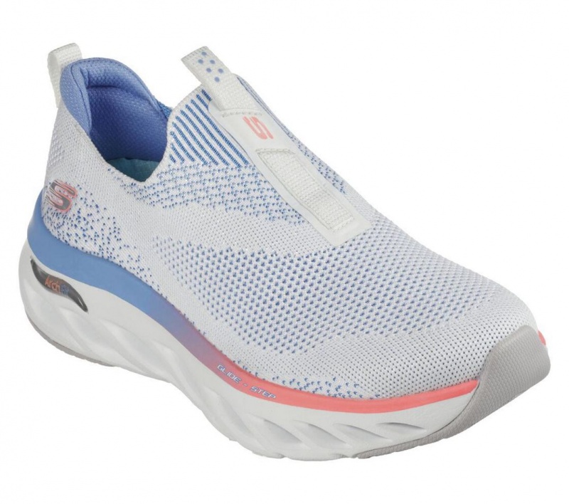 White Skechers Arch Fit Glide-step Women's Sneakers | QMEL-42031