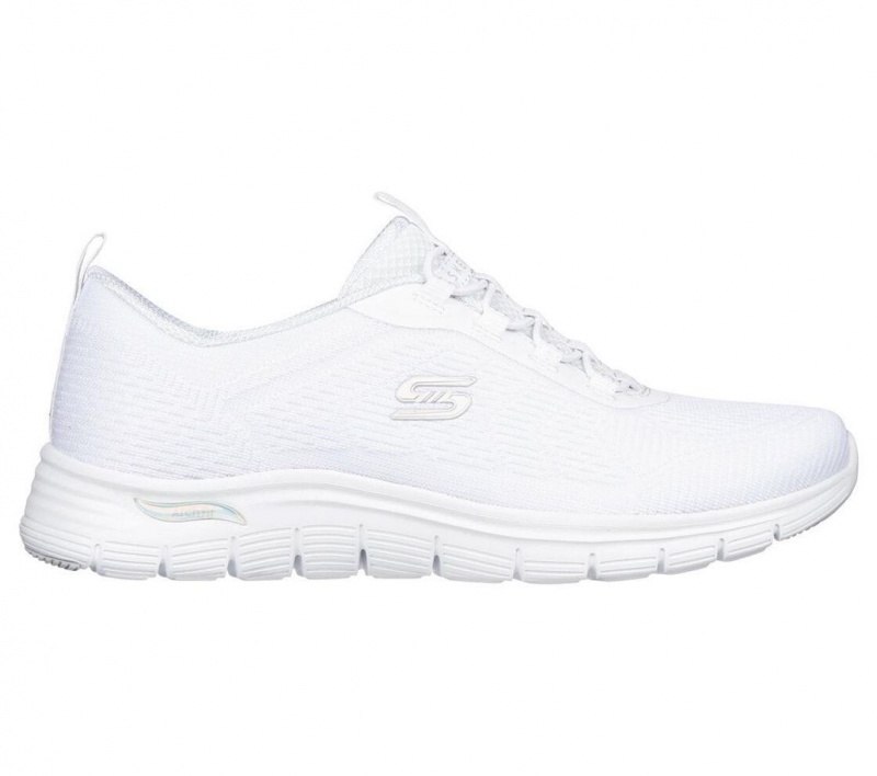 White Skechers Arch Fit Vista - Gleaming Women's Slip On | BXFK-85071