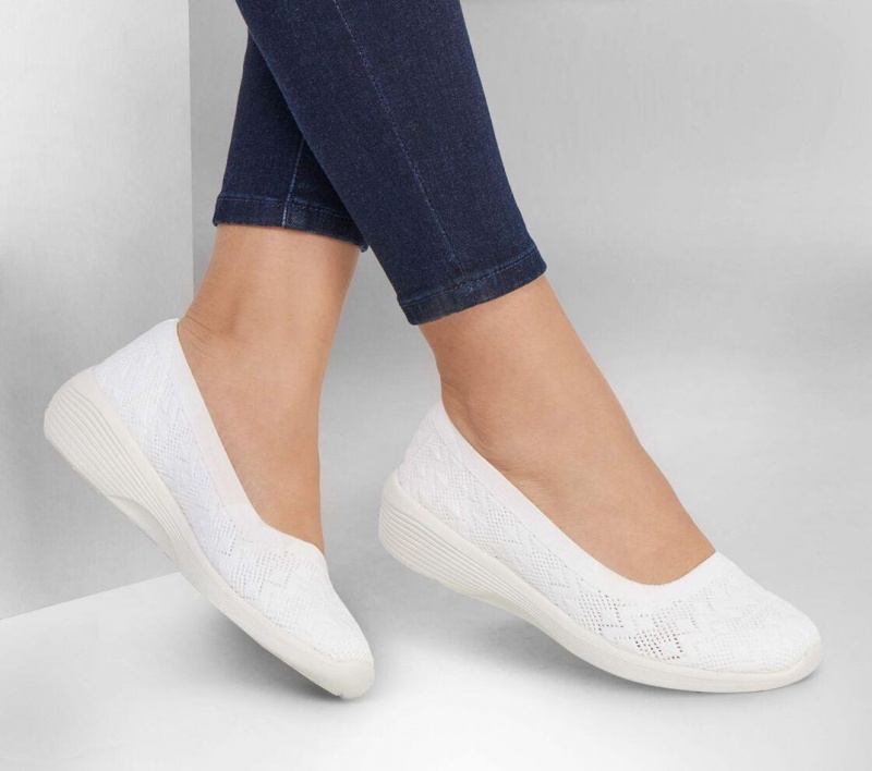 White Skechers Arya - Sweet Sentiment Women's Flats | GRBO-27158