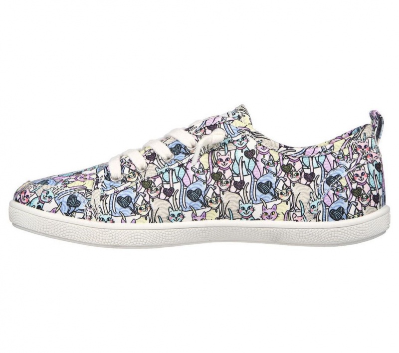 White Skechers Bobs B Cute - Knitting Hearts Women's Slip On | VQEM-63052