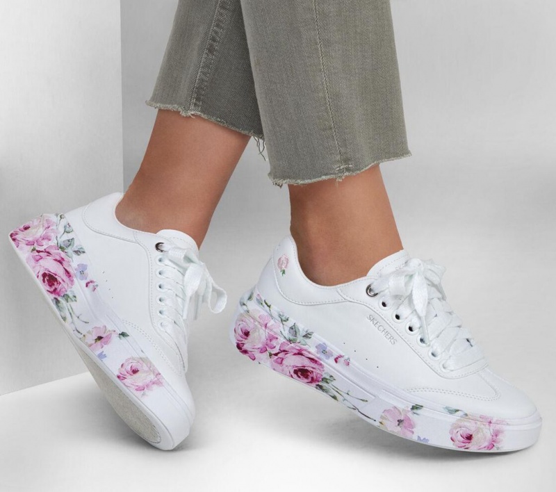 White Skechers Cordova Classic - Painted Florals Women's Walking Shoes | FOQN-72439