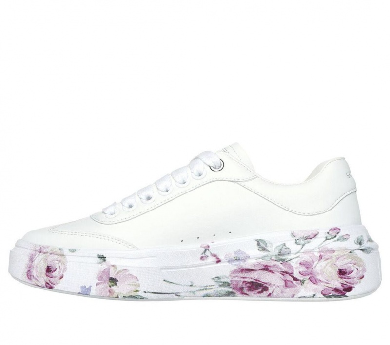 White Skechers Cordova Classic - Painted Florals Women's Walking Shoes | FOQN-72439