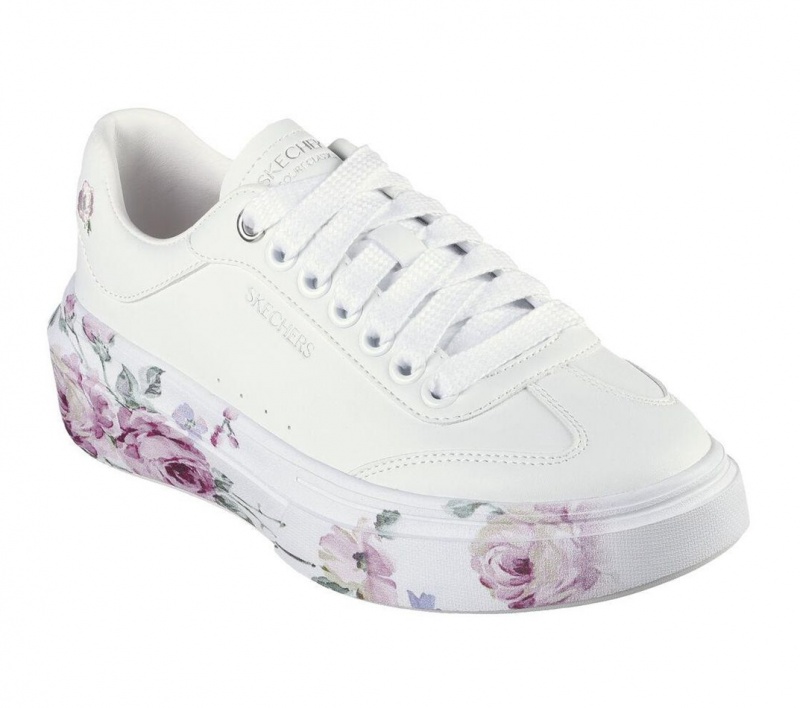 White Skechers Cordova Classic - Painted Florals Women's Walking Shoes | FOQN-72439