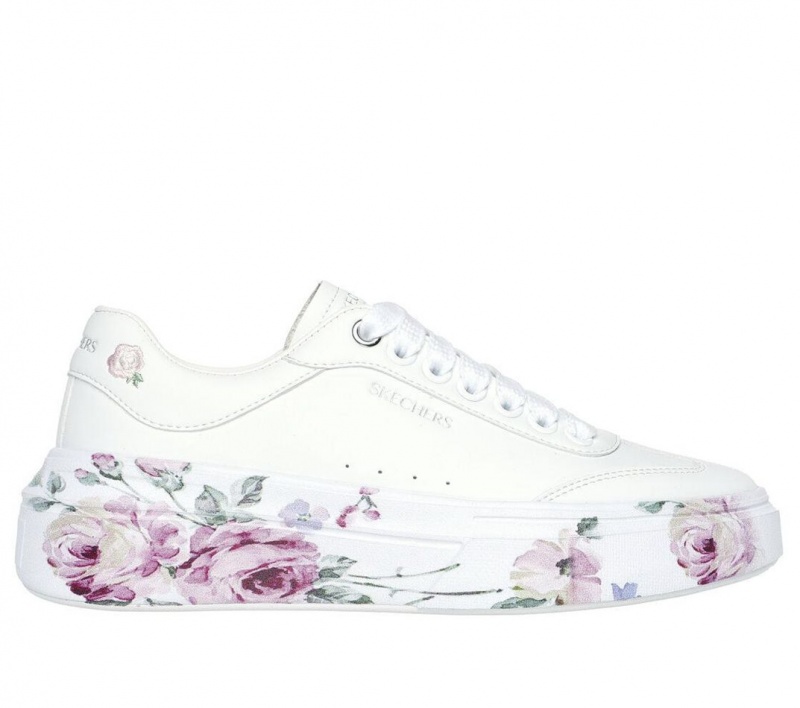 White Skechers Cordova Classic - Painted Florals Women\'s Walking Shoes | FOQN-72439