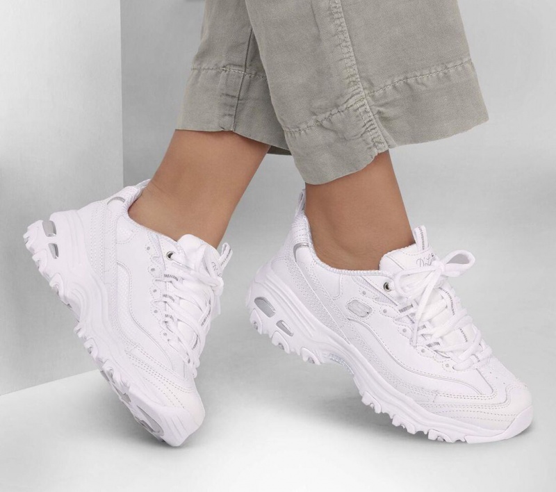 White Skechers D'lites - Fresh Start Women's Sneakers | WQZC-63271