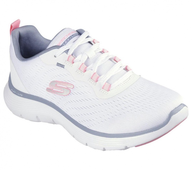 White Skechers Flex Appeal 5.0 Women's Sneakers | ZHTN-60789