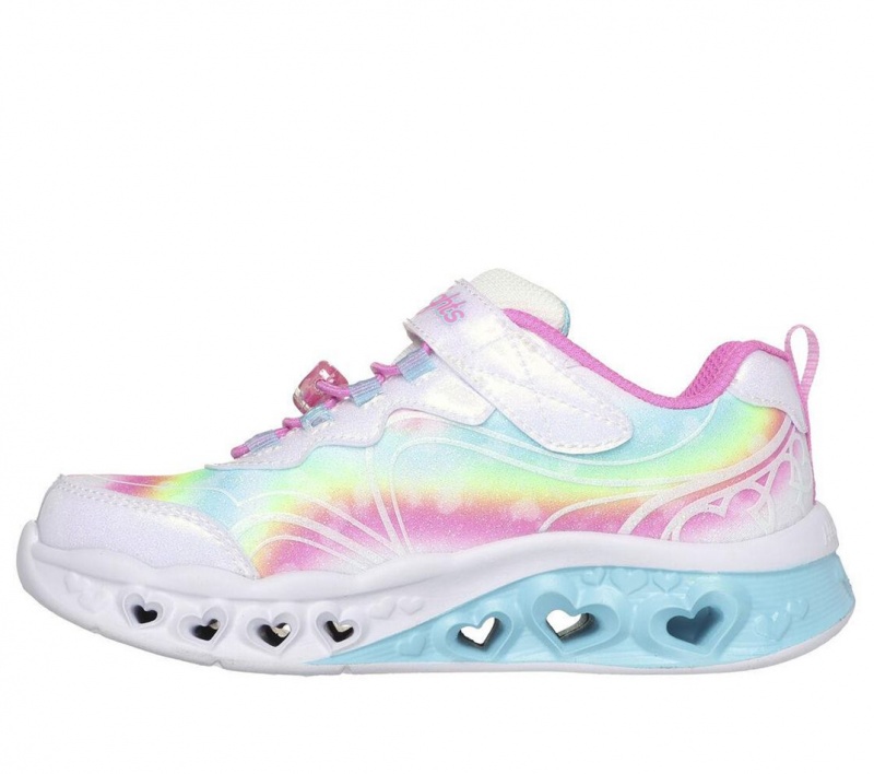 White Skechers Flutter Heart Lights - Groovy Swirl Girls' Sneakers | JZGW-71249