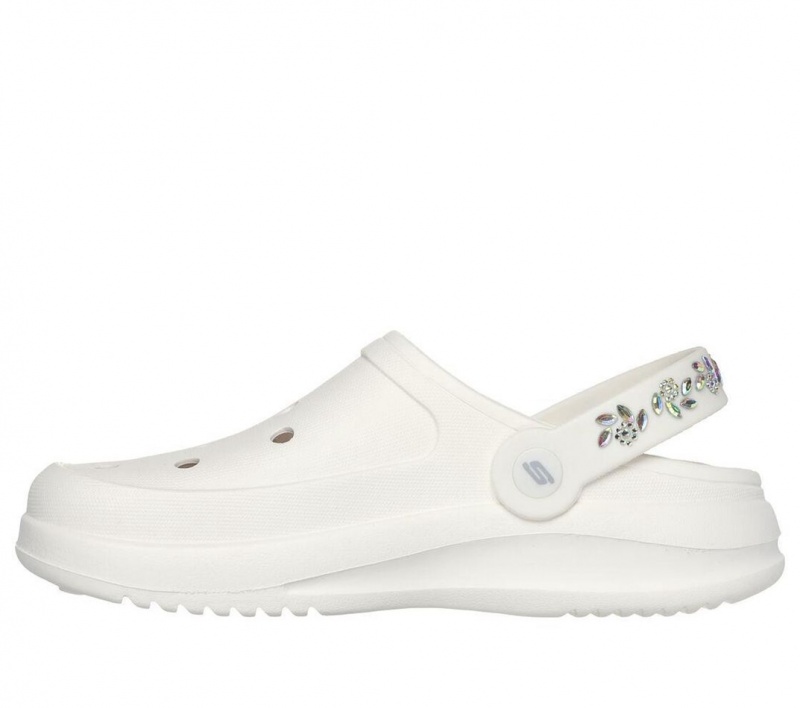 White Skechers Foamies: Dazzle Diva Women's Sandals | FSNW-06539