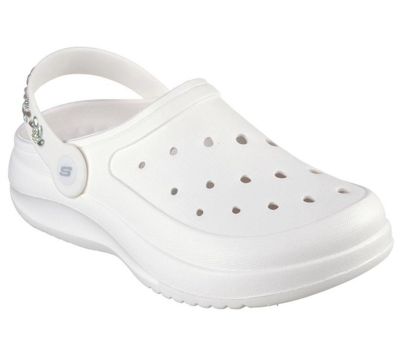 White Skechers Foamies: Dazzle Diva Women's Sandals | FSNW-06539