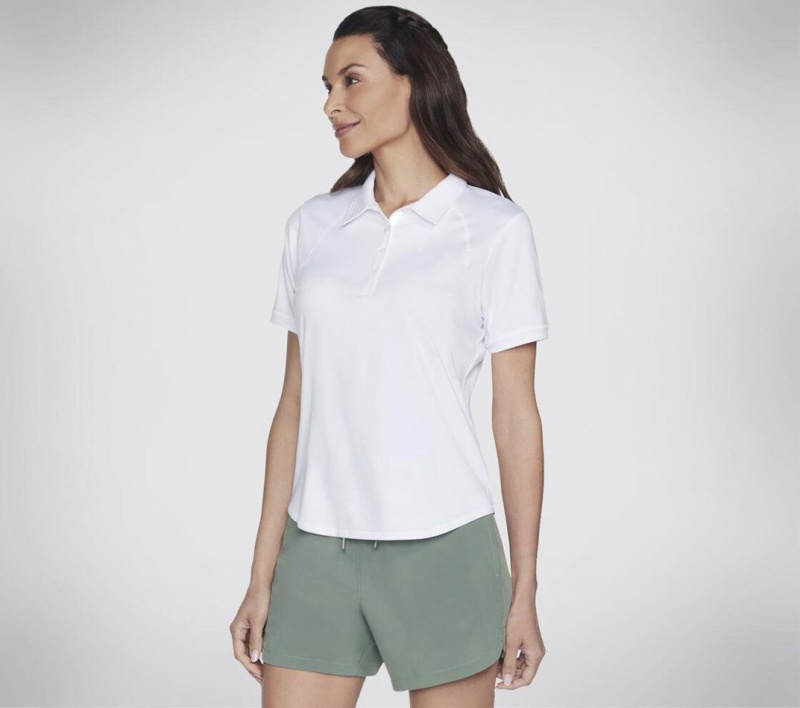 White Skechers Go Dri Swift Club Polo Women's T-Shirt | CPAE-60547