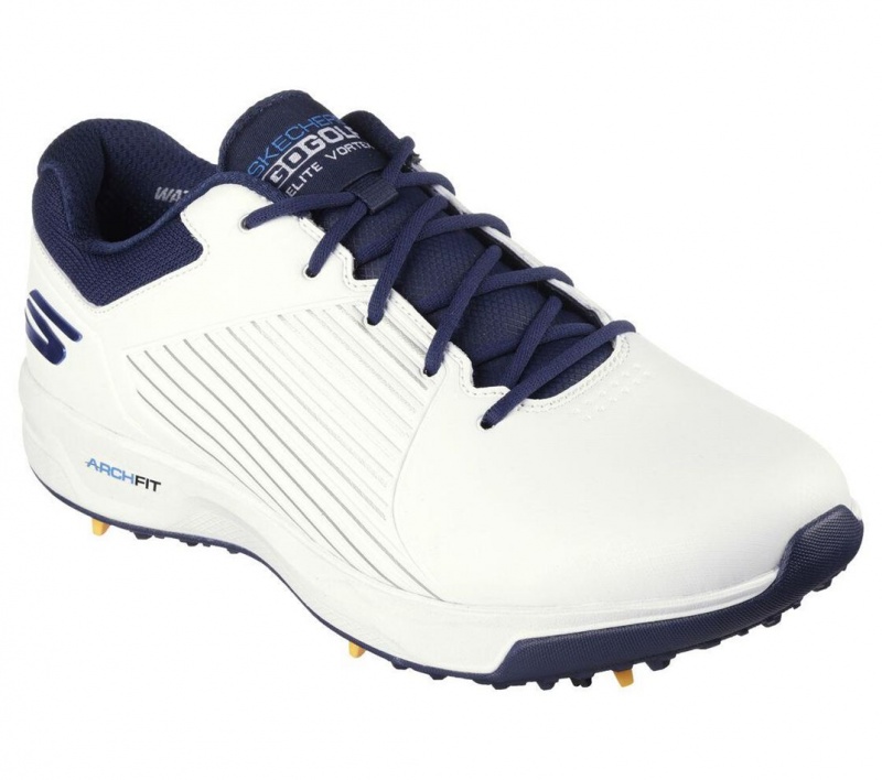 White Skechers Go Golf Arch Fit Elite Vortex Men's Walking Shoes | WRBX-80946