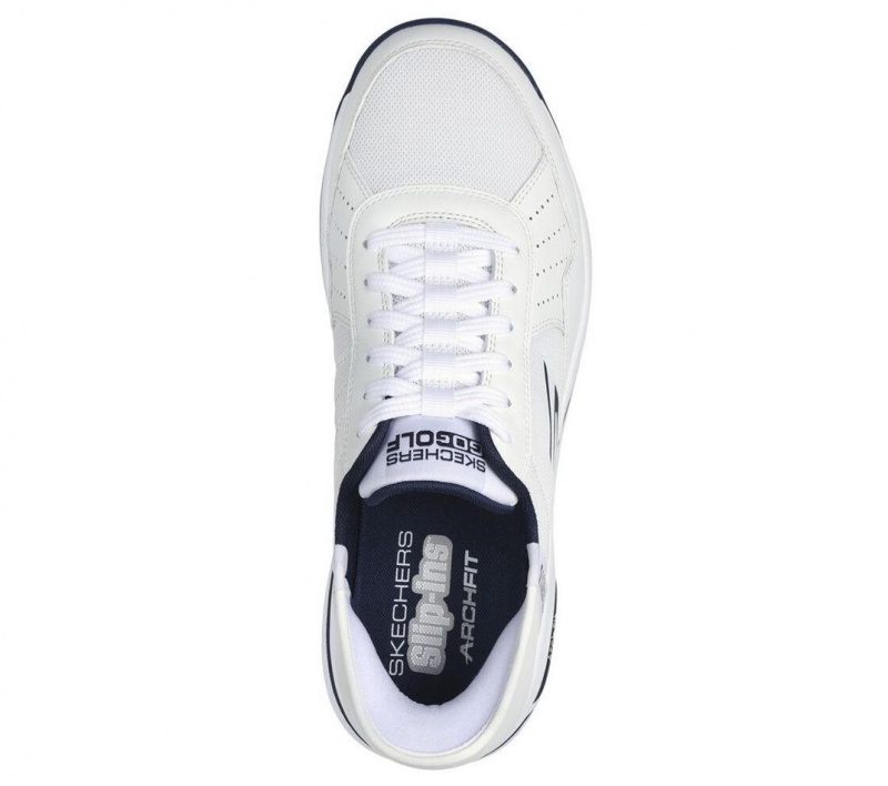 White Skechers Go Golf Arch Fit - Line Up Men's Slip On | QTLO-05918