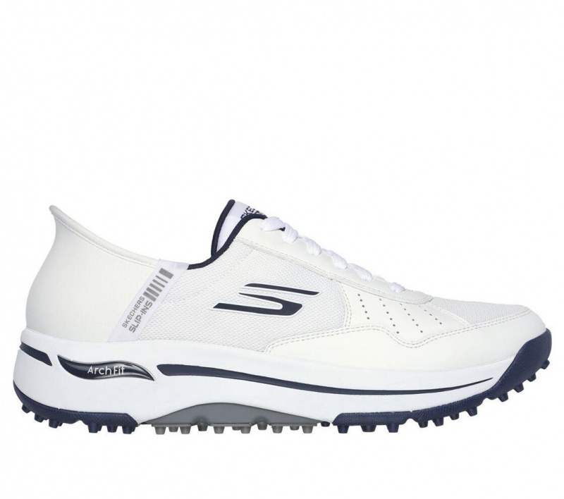 White Skechers Go Golf Arch Fit - Line Up Men\'s Slip On | QTLO-05918