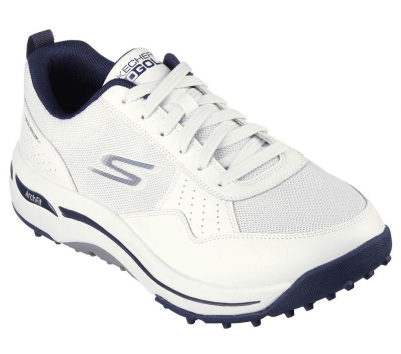 White Skechers Go Golf Arch Fit - Line Up Men's Walking Shoes | TLEY-36705