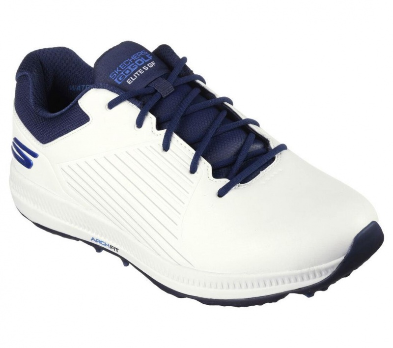 White Skechers Go Golf Elite 5 - Gf Men's Walking Shoes | EMSA-58196