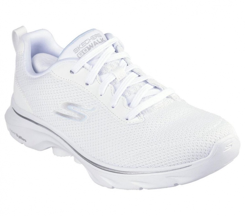 White Skechers Go Walk 7 - Clear Path Women's Sneakers | WGOZ-38076