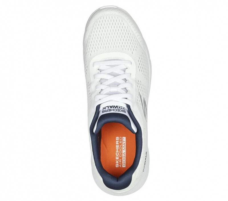 White Skechers Go Walk Flex - Remark Men's Sneakers | TNID-16408