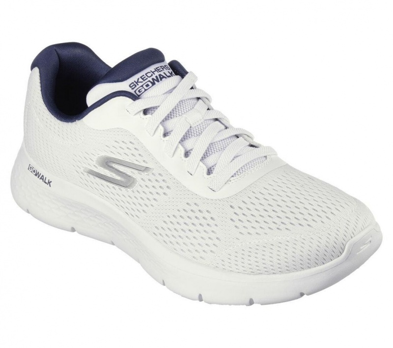 White Skechers Go Walk Flex - Remark Men's Sneakers | TNID-16408