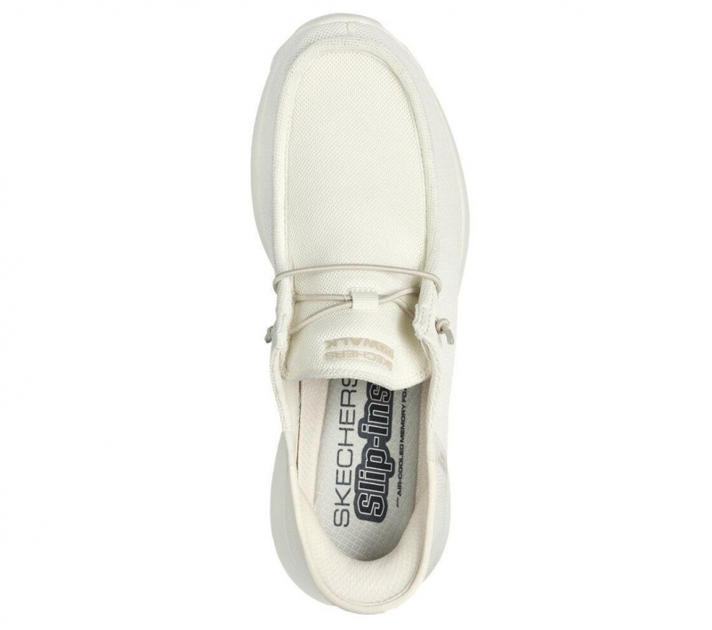 White Skechers Go Walk Max - Beach Casual Men's Slip On | QTHZ-12054