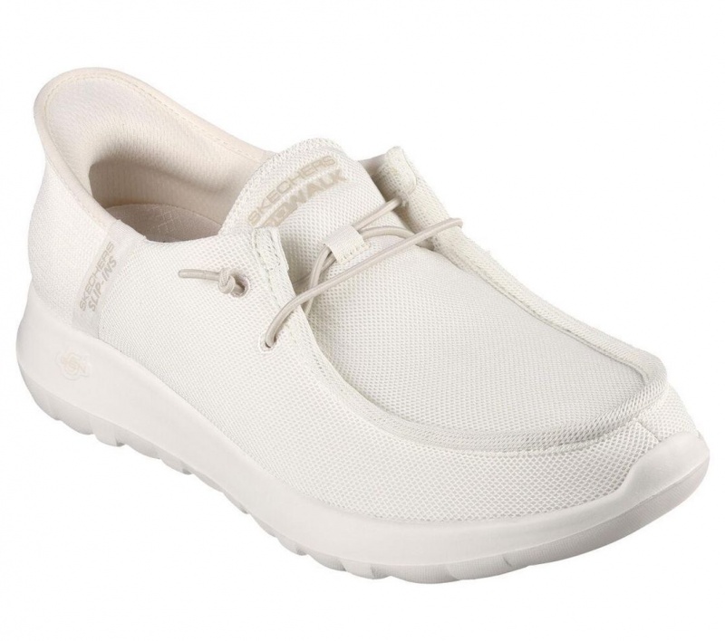 White Skechers Go Walk Max - Beach Casual Men's Slip On | QTHZ-12054